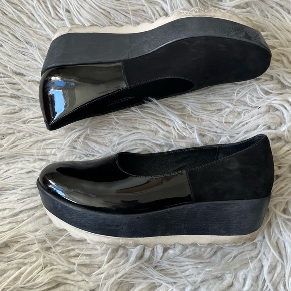 Camper Twins Black Suede Patent Leather Patch Platform Wedge Shoes EUC Size 37 - Picture 6 of 15
